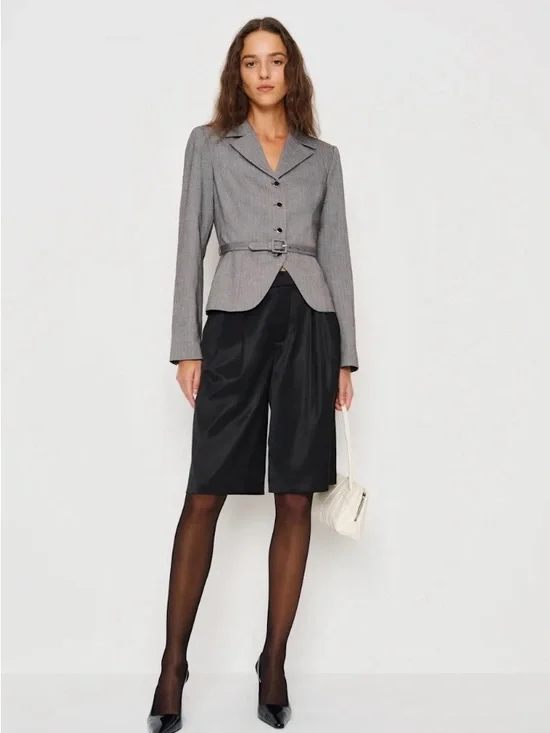Reformation Gray Belted Tailored Blazer - Picture 4 of 4